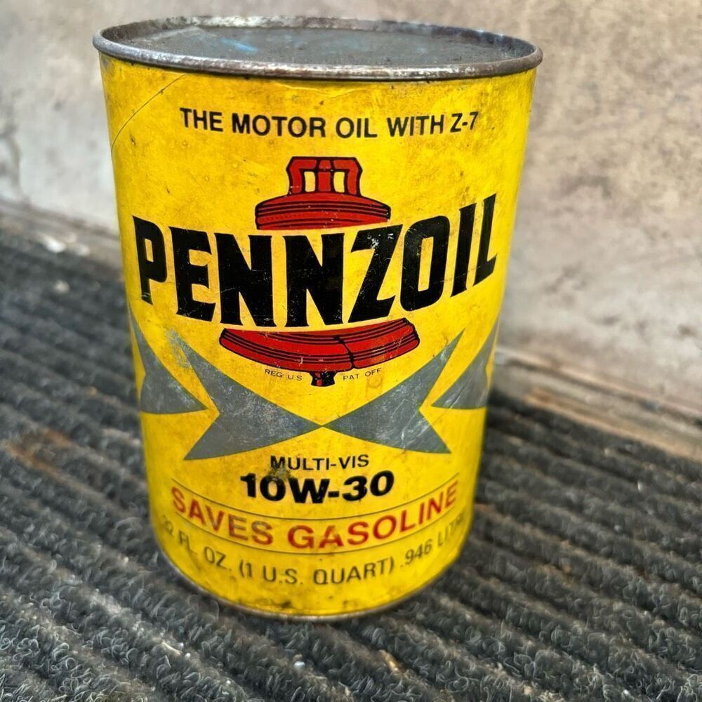 Pennzoil Multi-Vis 10W-30 1 Qt. Motor Oil Vintage Can *Full*